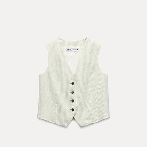 Zara Striped Vest (Green and White)